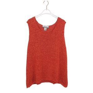 Nine & Company Vintage Crochet Orange Sleeveless Knit Blouse Size 3X